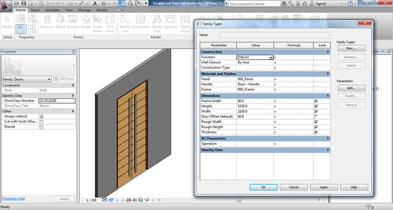 The process of creating core walls in Revit